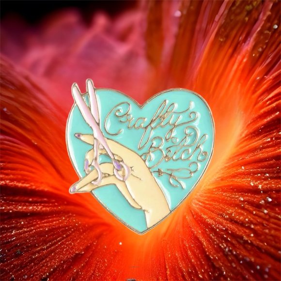 Crafty B*tch Enamel Pin‎ Funny NEW! Heart Shaped - Picture 1 of 3
